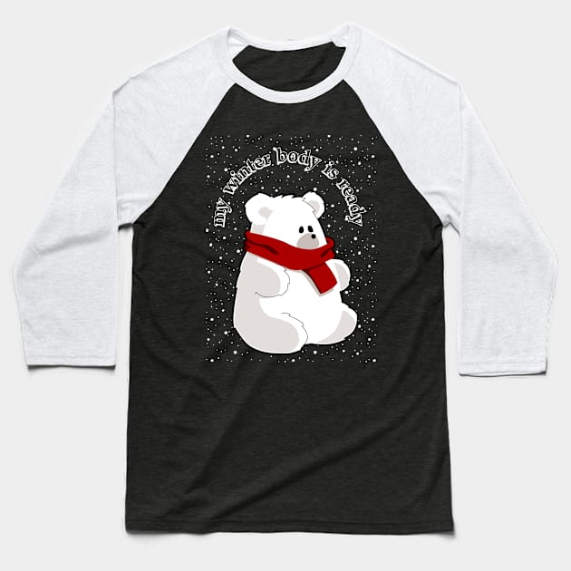 Polar bear winter body Baseball T-Shirt by Pestach